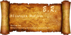 Blistyik Rufina névjegykártya